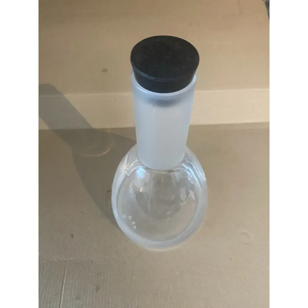 Marius Finnish Frosted Glass Longneck Decanter with Black Rubber Stopper 9
